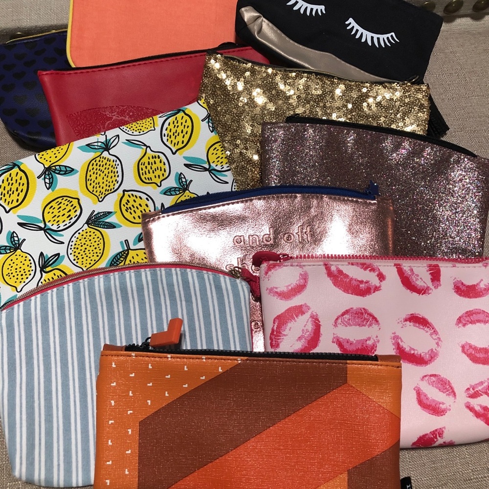 Makeup bags mini sized about 12 total